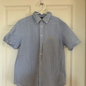Polo Ralph Lauren Blue and White Seersucker Striped Shirt